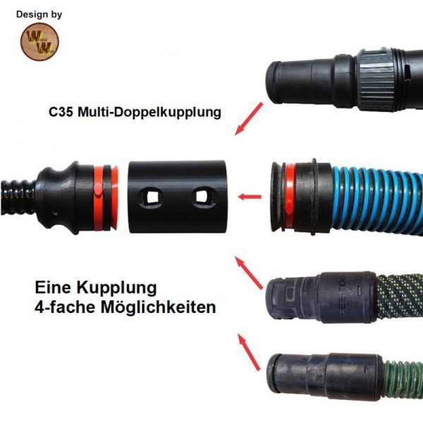 C28 Absaug-System Absaugschlauch Basis-Set für Bosch 28mm Rillenstutzen