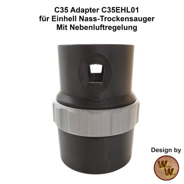 C35EHL01 Adapter für alle Einhell Nass-Trockensauger mit dem aktuellen Bajonettverschluss, mit integrierter Nebenluftregelung