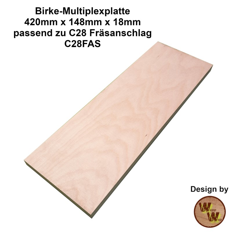 Birke Multiplex-Platte für C28 Fräsanschlag (MPXC28FAS) - Mopemaster