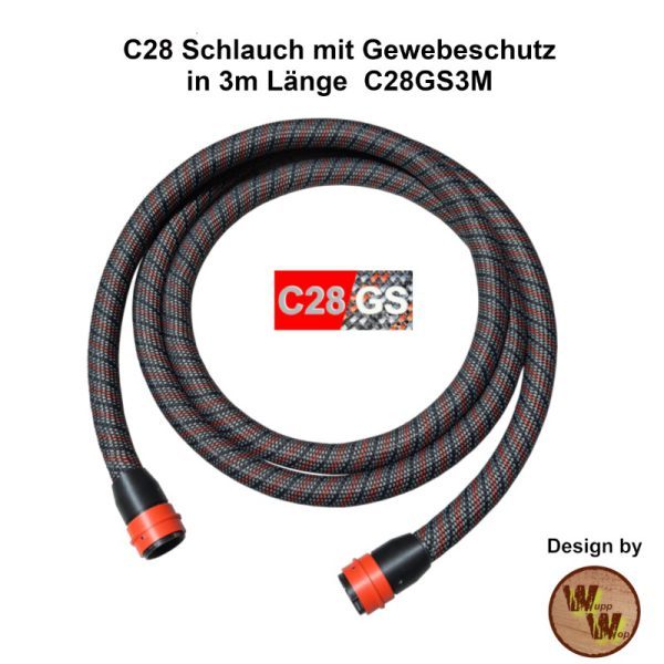 C28 System Absaug-Schlauch in 3 Meter Länge mit Gewebeschutzummantelung C28GS3M