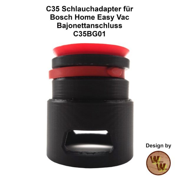 C35 Adapter passend für Bosch Home Sauger der Easy Vac Serie mit rotem Bajonettring C35BG01