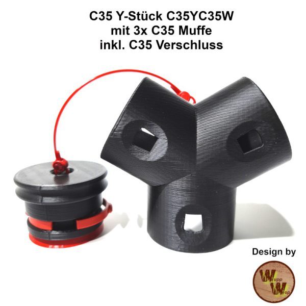 C35 Y-Stück mit 3x C35 Muffe, inkl. C35 Verschluss (C35YC35W)